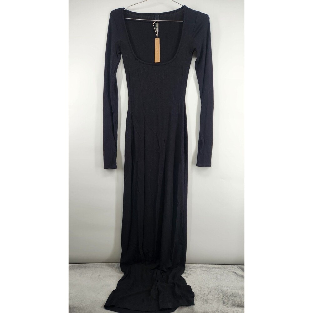 NWT Skims Small Onyx‎ Black Soft Lounge Long Robe